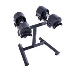 LIVEPRO - 2 Mancuernas Ajustables hasta 20Kg + Base + Soporte (Kit Completo)