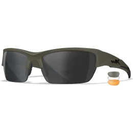 Gafas Wiley X WX Valor 2.5 - con lentes gris + transparentes + naranja claro / y montura en Verde aceituna