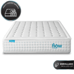 CECOTEC - Colchón Flow HybridLuxe Fresh 6800 135x190 Colchón híbrido de 14 capas con altura de 31 cm, núcleo de muelles ensacados y tecnologías SpringPlus, Fresh & SilkySoft+.