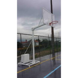 JUEGO DE 2 CANASTAS BALONCESTO DELUXE MONOTUBO TUBO 100 TRASLADABLE 2 RUEDAS CON CARRO  -SIN TABLERO, ARO
