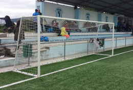 JUEGO PORTERÍAS FÚTBOL 11 METÁLICAS TRASLADABLES TUBO 100 MM REGLAMENTARIAS