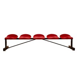 BANCO METÁLICO CON ASIENTOS ROJO PVC -5 PLAZAS-RESPALDO BAJO