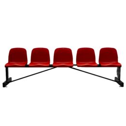 BANCO METÁLICO NEW CON ASIENTO ROJO PVC -5 PLAZAS-RESPALTO ALTO