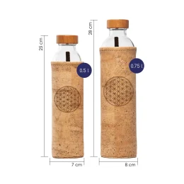 FLASKA - Botella Flaska con tapon de rosca y funda de corcho Flor de la Vida