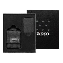 Encendedor a gasolina - Black Crackle Lighter and Black Pouch Gift Set - Imagen 11
