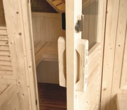 Sauna exterior vapor para jardin Gaia Luna (máximo 6 plazas) con cromoterapia - Tratamiento antihumedad - Imagen 11
