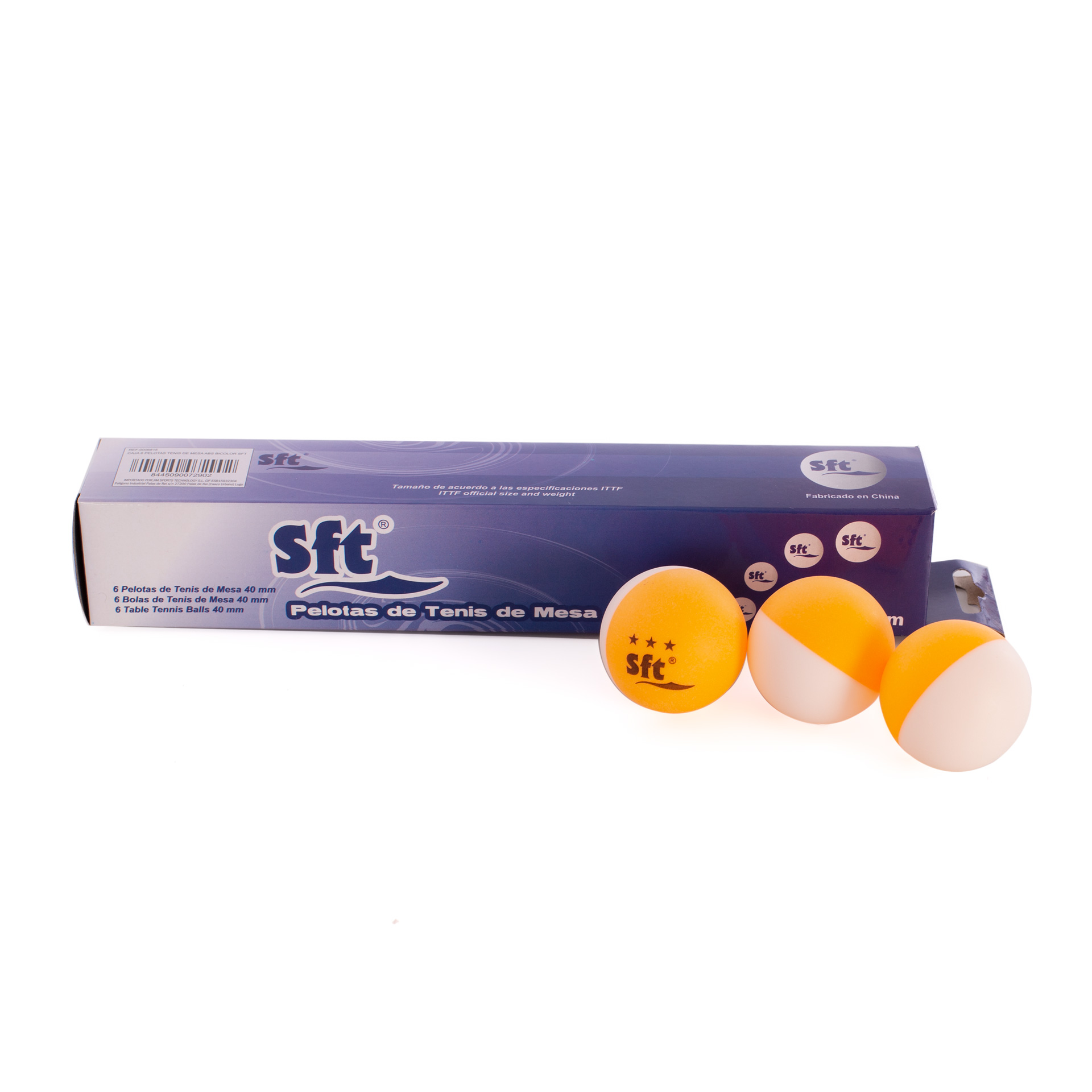 CAJA 6 PELOTAS TENIS DE MESA ABS BICOLOR SFT - Imagen 2
