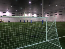 JUEGO PORTERÍAS FÚTBOL 11 METÁLICAS FIJAS TUBO 100 MM REGLAMENTARIAS - Imagen 2