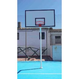 JUEGO DE 2 CANASTAS BALONCESTO MONOTUBO NEW TUBO 114 MM FIJAS -SIN TABLERO, ARO- CON BASE DE ANCLAJE - Imagen 3