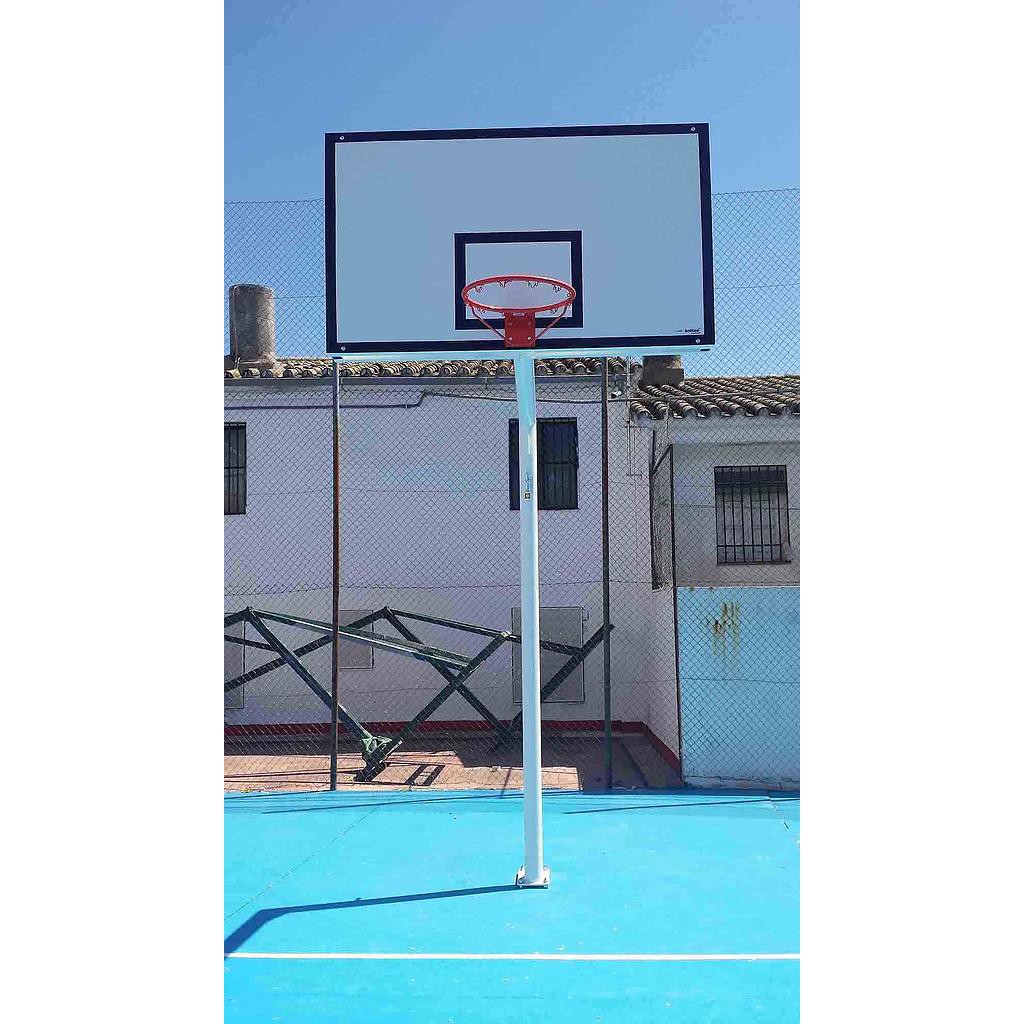 JUEGO DE 2 CANASTAS BALONCESTO MONOTUBO NEW TUBO 114 MM FIJAS -SIN TABLERO, ARO- CON BASE DE ANCLAJE - Imagen 3